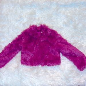 Xhilaration Girls Magenta Fur Jacket Size 6/6x